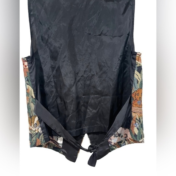 Cabin Creek Vintage 90s Puppy Dog Button Down Vest Size Large Black Brown Green - Picture 6 of 6